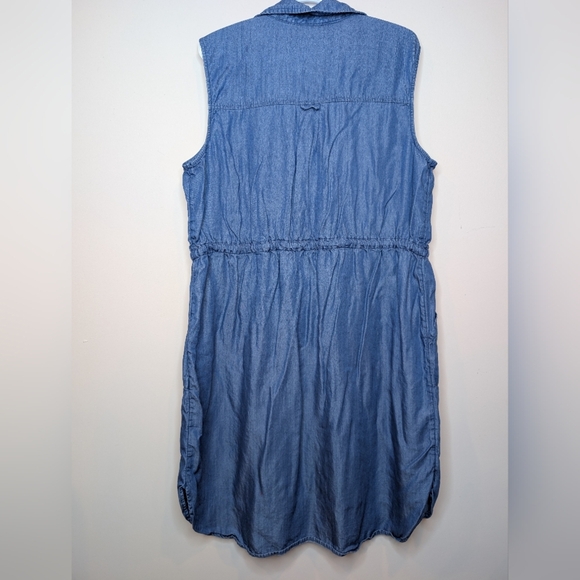 Time & Tru XXL (20) Plus Size Denim Style Sleeveless Collared Button Down Dress - Picture 2 of 10